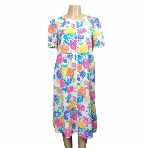 Vintage Chiha 1960’s Bright Floral Midi Dress - Picture 1 of 11